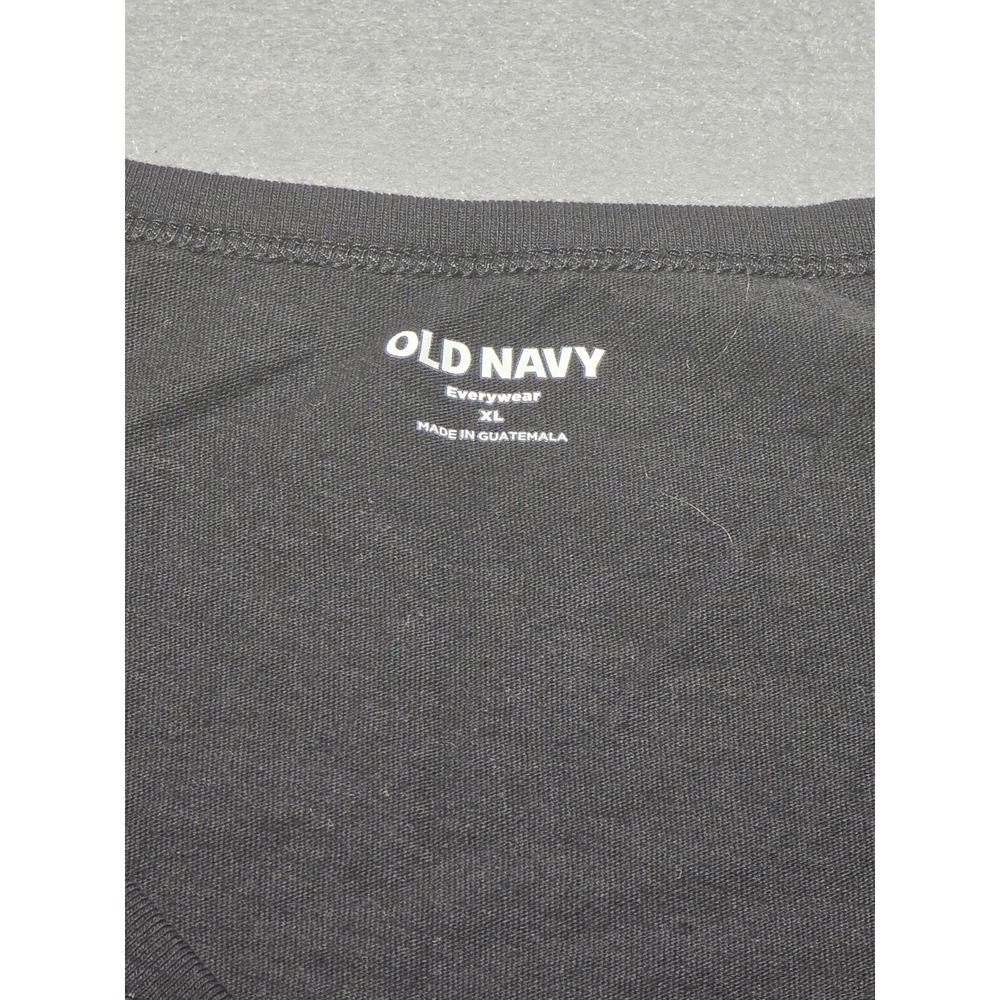 Old Navy Everywear Womens Solid Black 100% Cotton V Neck Short Sleeve Shirt XL - Picture 2 of 6